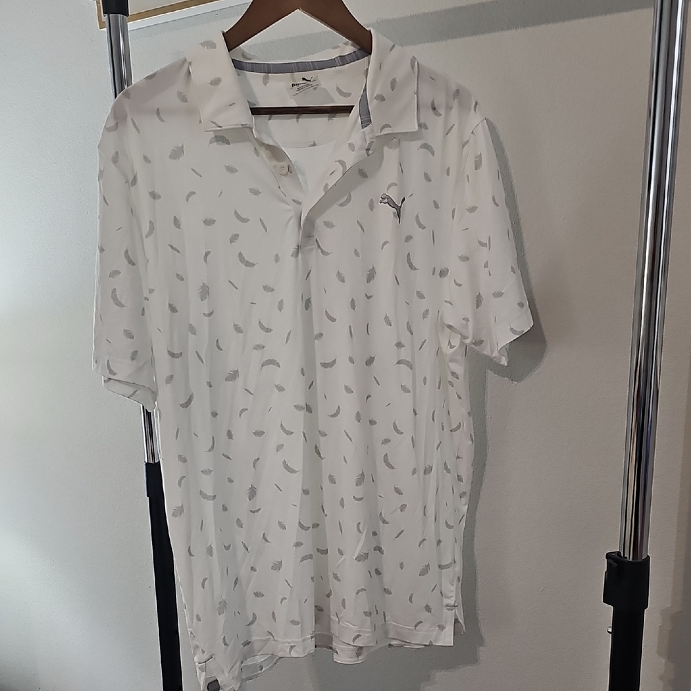 Puma Men's Patterned White Polo Shirt